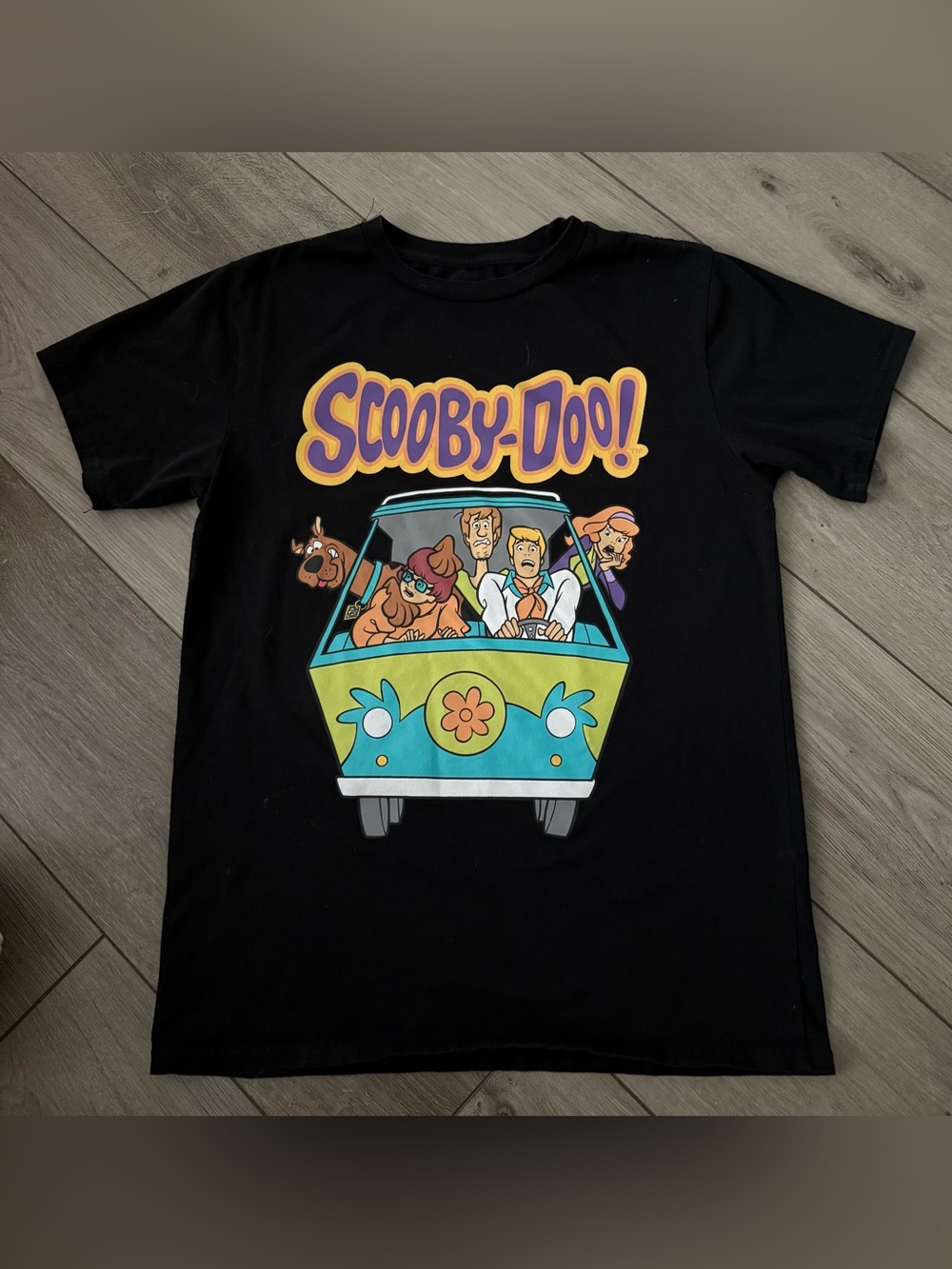 Black Graphic Tee with Mystery Machine Art